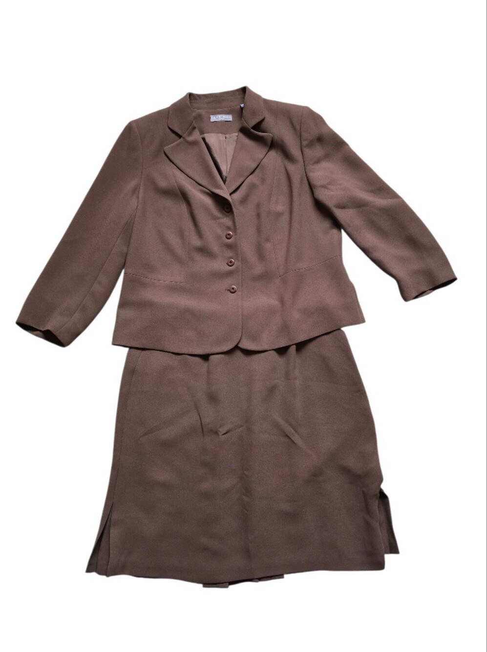 Kate Hill Brown Two-Piece Blazer and Skirt Set Plus Size 14 16W
